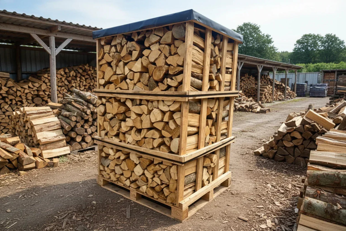Palette Brennholz 1m zum selber Ablängen – 2 Raummeter – Qualität H1 G1